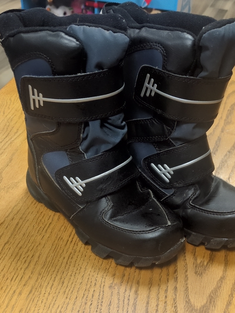 Target Black and Gray Kids Winter Boots with Hook-and-Loop Straps